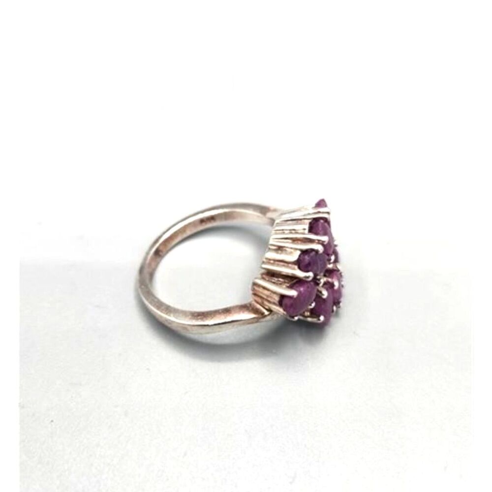 173 -Sterling Silver Ruby Ring With Diamond Chips… - image 4
